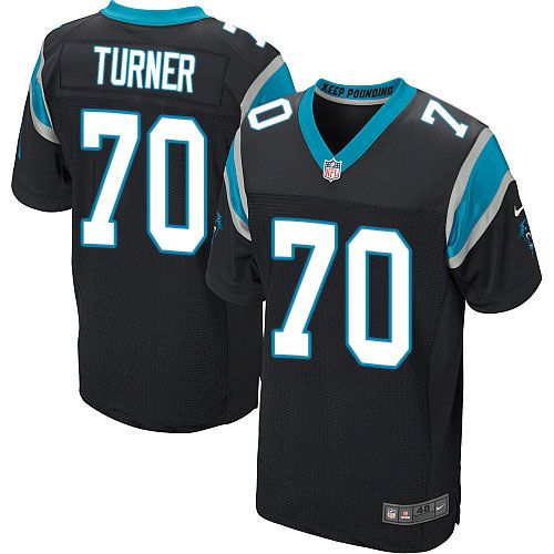 Nike Panthers #70 Trai Turner Black Team Color Men's Stitched NFL Elite Jersey - Click Image to Close